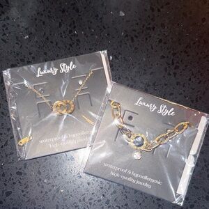 Gold Necklace and Bracelet Set with Roman numerals
